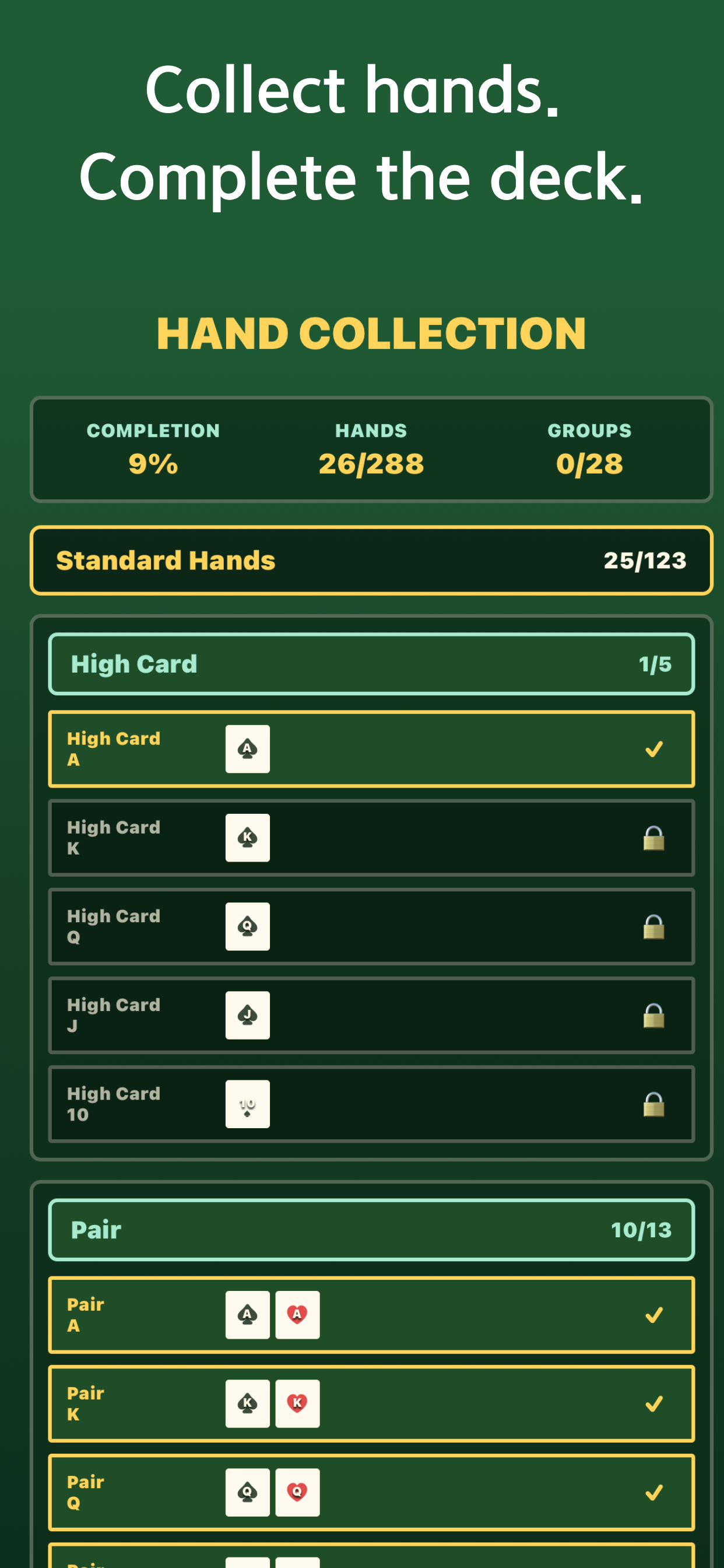 English hand collection screenshot